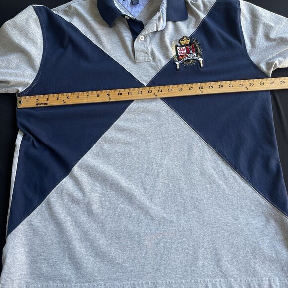 Tommy Hilfiger Mens Polo Shirt XXL 2X Gray Blue Embroidered Logo Crest Y2K - Picture 6 of 9